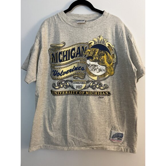 Vintage 90s single stitch Capitol Graphics Michigan Wolverines sz XL gray - Picture 1 of 8